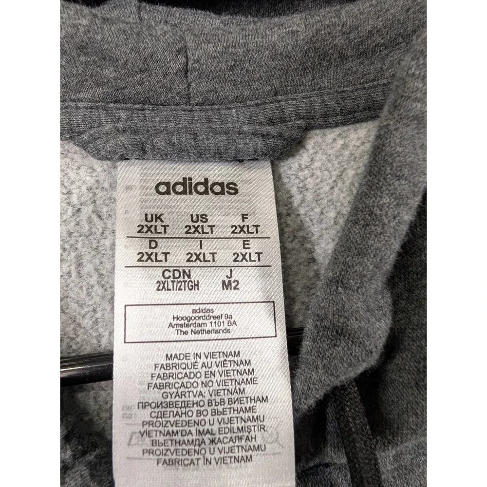 Adidas Essentials 3-Stripes Full Zip Hoodie‎ Grey DX2528 Mens 2XLT